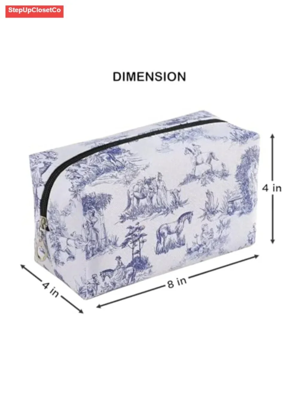 Chinoiserie Floral Makeup Bag - Durable Portable Travel Cosmetic Organizer with